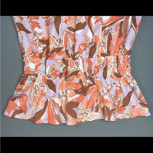 Nine West Womens Floral Marsala Halter Sleeveless Top Peach Red Size Small NWOT - Picture 3 of 8